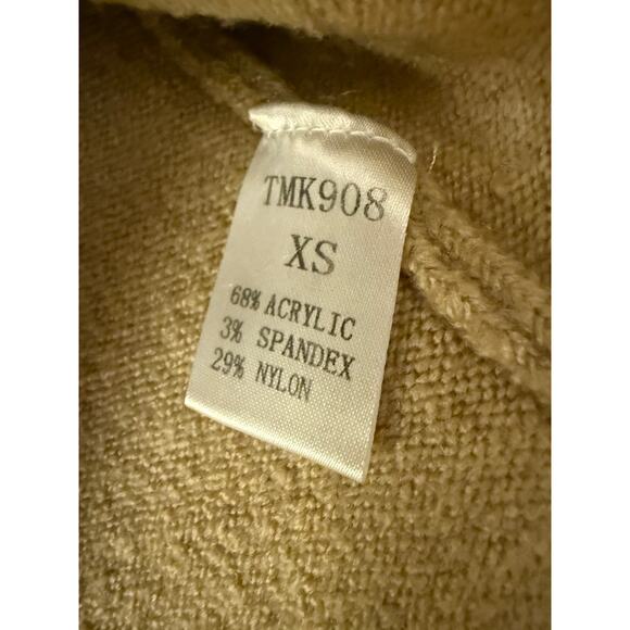 THML XS Beige Knit Sweater Colorblock Stripe Sleeves Purple Orange Crewneck - Picture 8 of 10